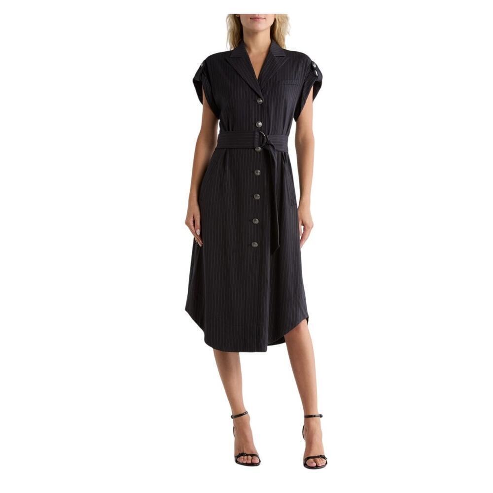 Ramy Brooke Haylie Navy pinstripe shirt dress business,casual  medium